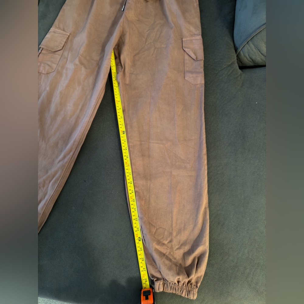 Prettylittlething Chocolate Brown Cargo Jogger Pants Size M High Waisted View 6